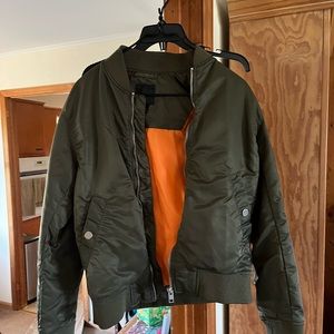 H&M Olive Green/Orange Bomber Jacket